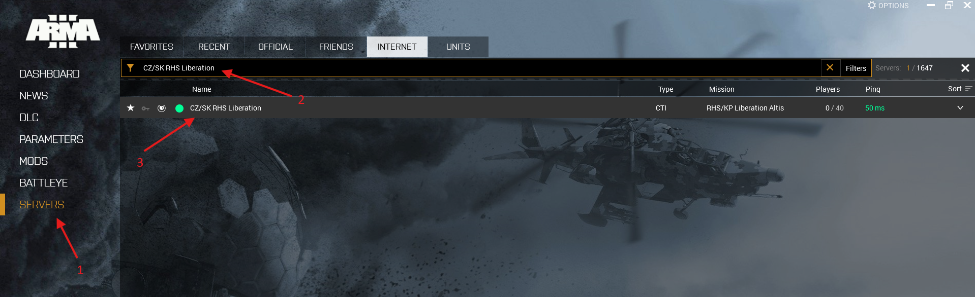 Server browser inside launcher